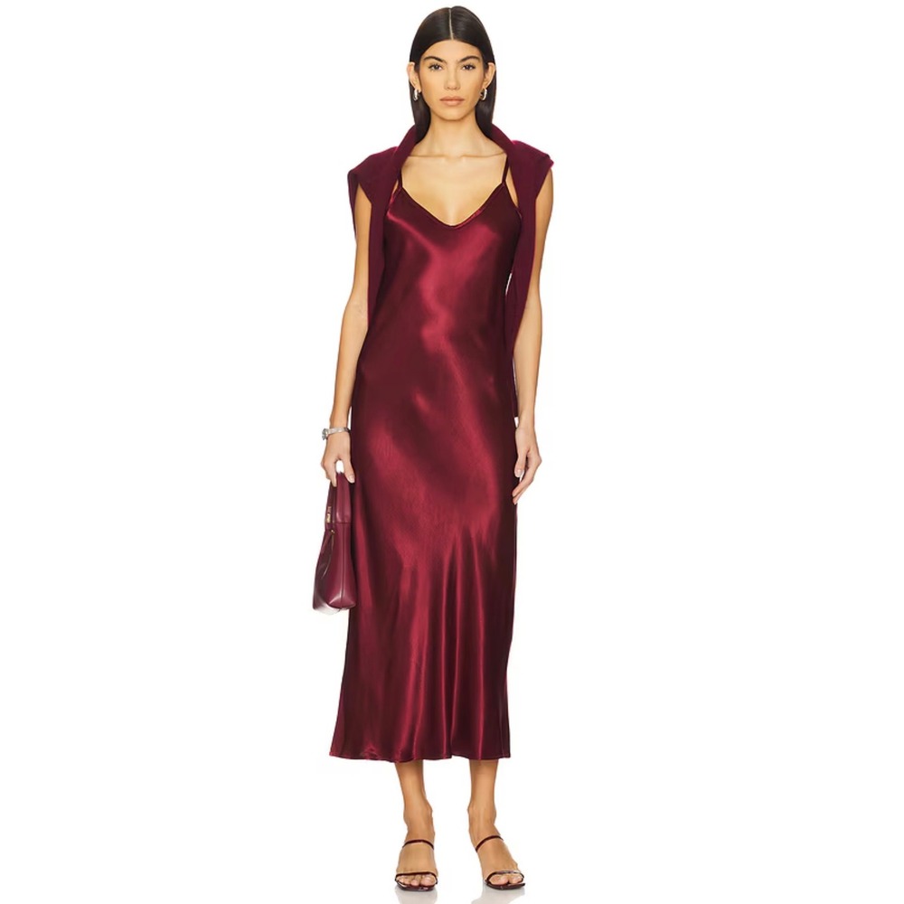 Enza Costa Ruby Satin Bias Cut‎ Slip Dress XS New - Picture 6 of 8